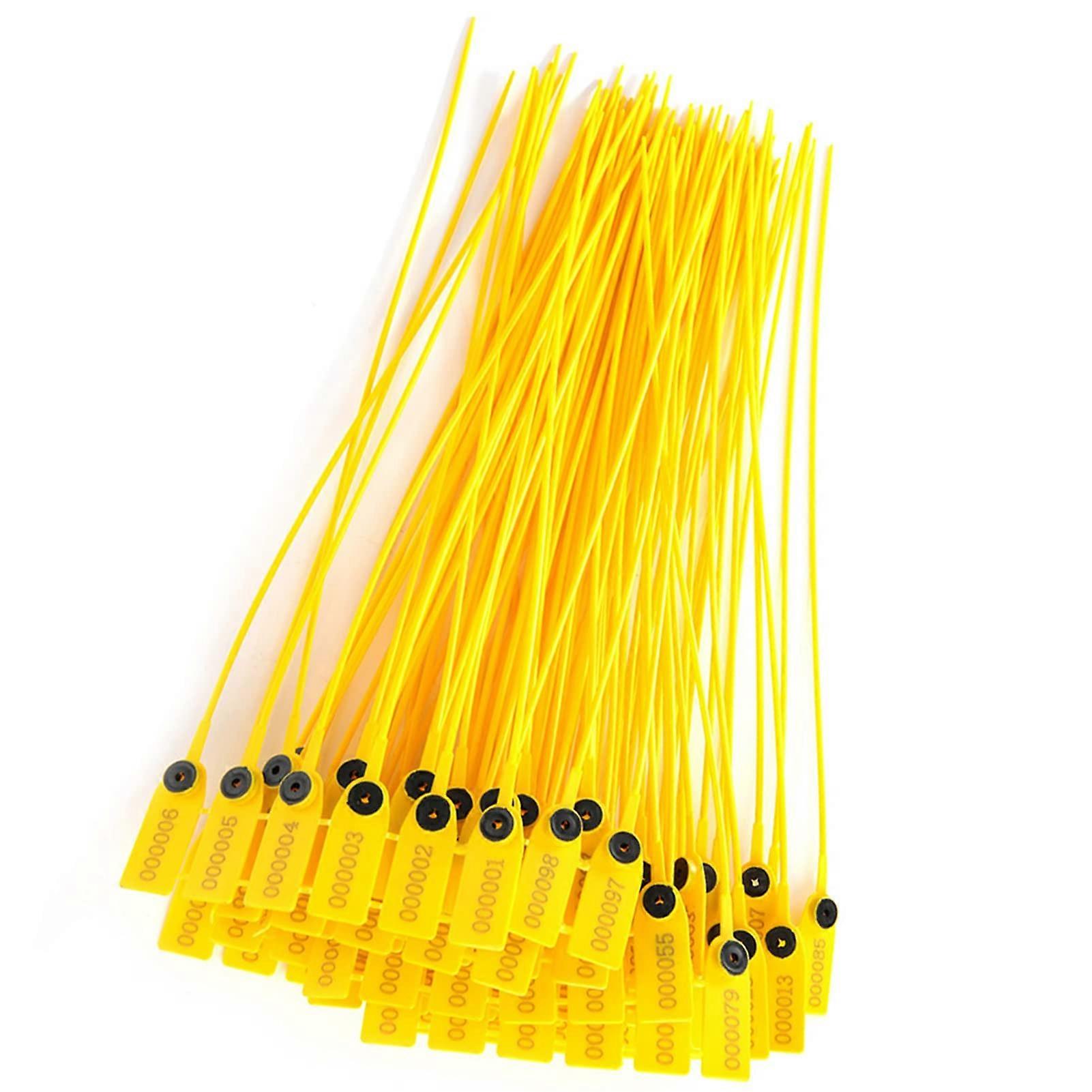 Yellow Plastic Security Seals 100pcs PP Tamper Evident Cable Ties 40cm with Steel Insert Numbered