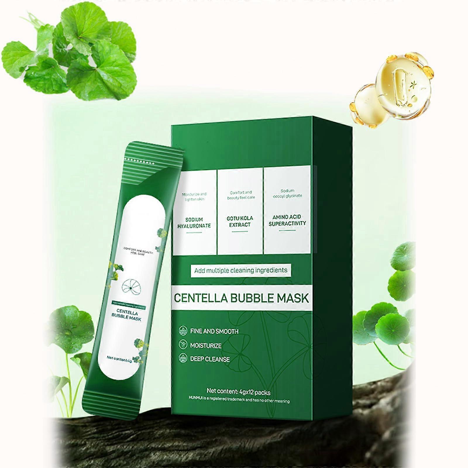 Centella Asiatica Bubble Face Mask 10s Fast Foaming Deep Pore Cleansing Hydrating 12pcs Box