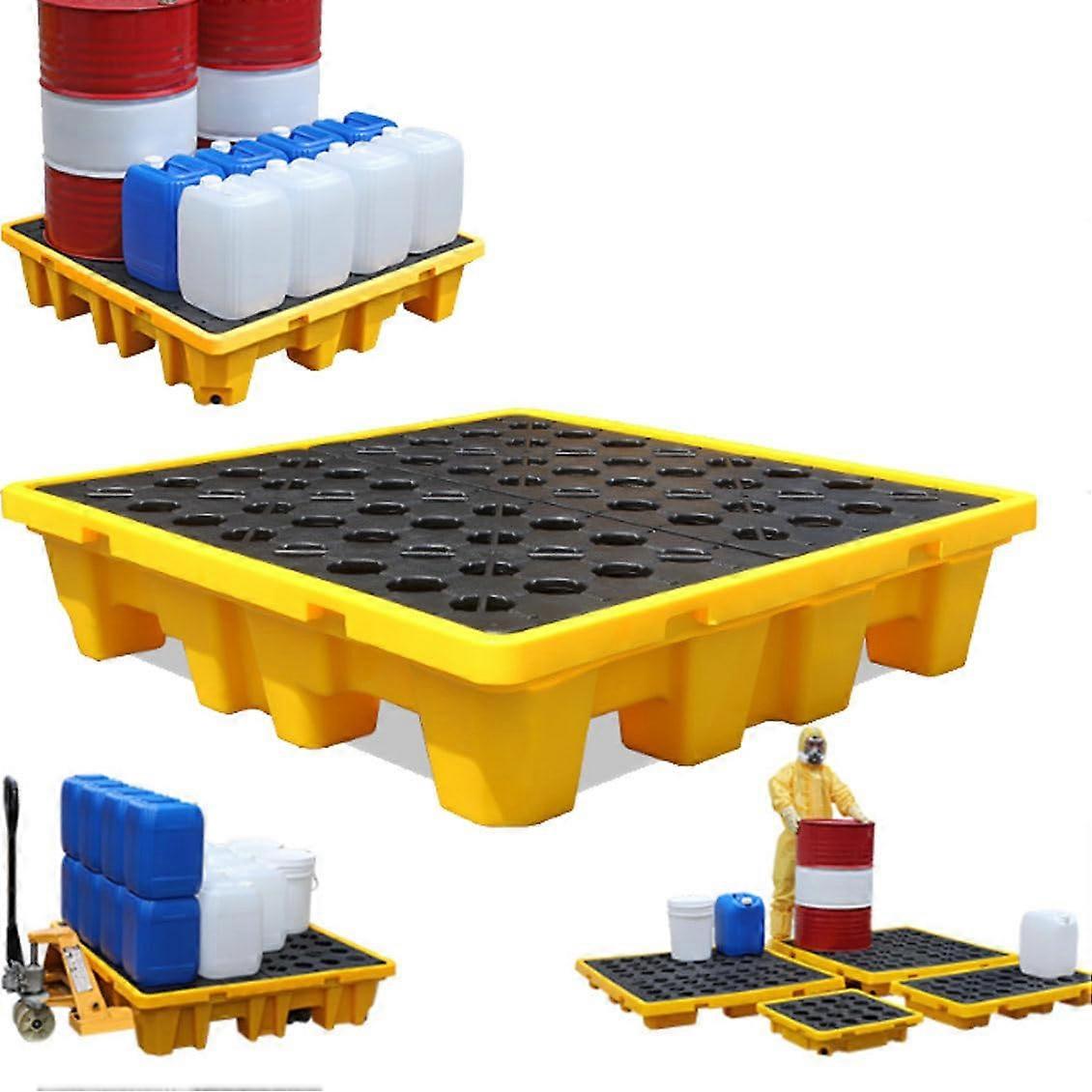 Spill Containment Platform with Drain Outlet, Stackable Large Industrial Spill Tray 120x60x10cm