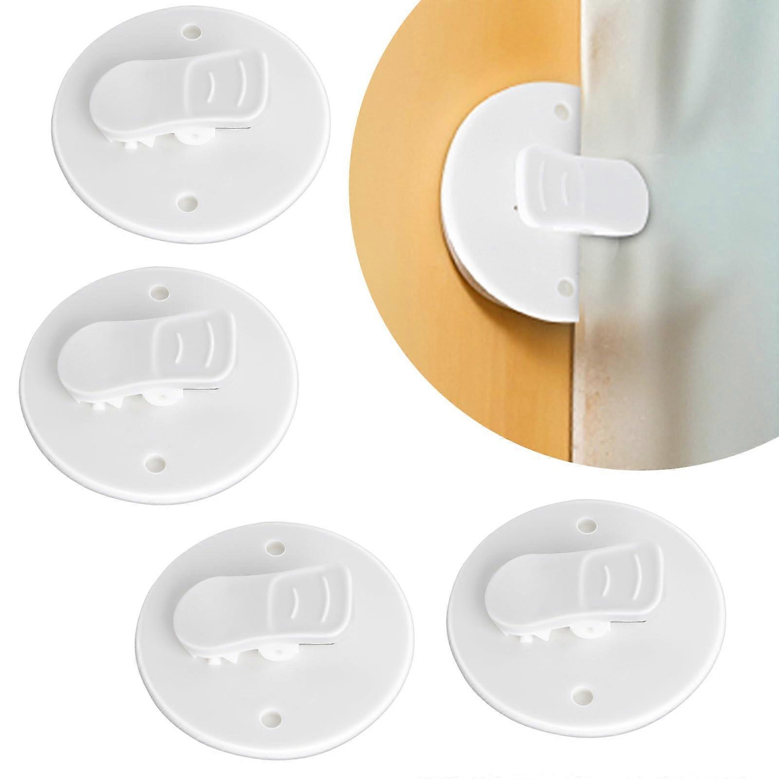 4Pcs Self Adhesive Shower Curtain Clips with Weights, Windproof Splash Guard, White Finish