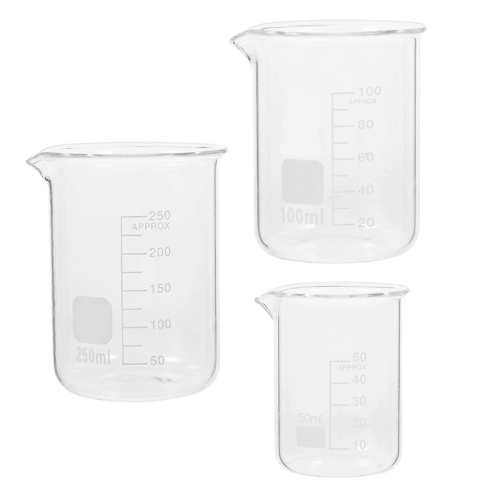 Glass Measuring Cup Graduated Beaker for Measuring 3Pcs with Clear Scale