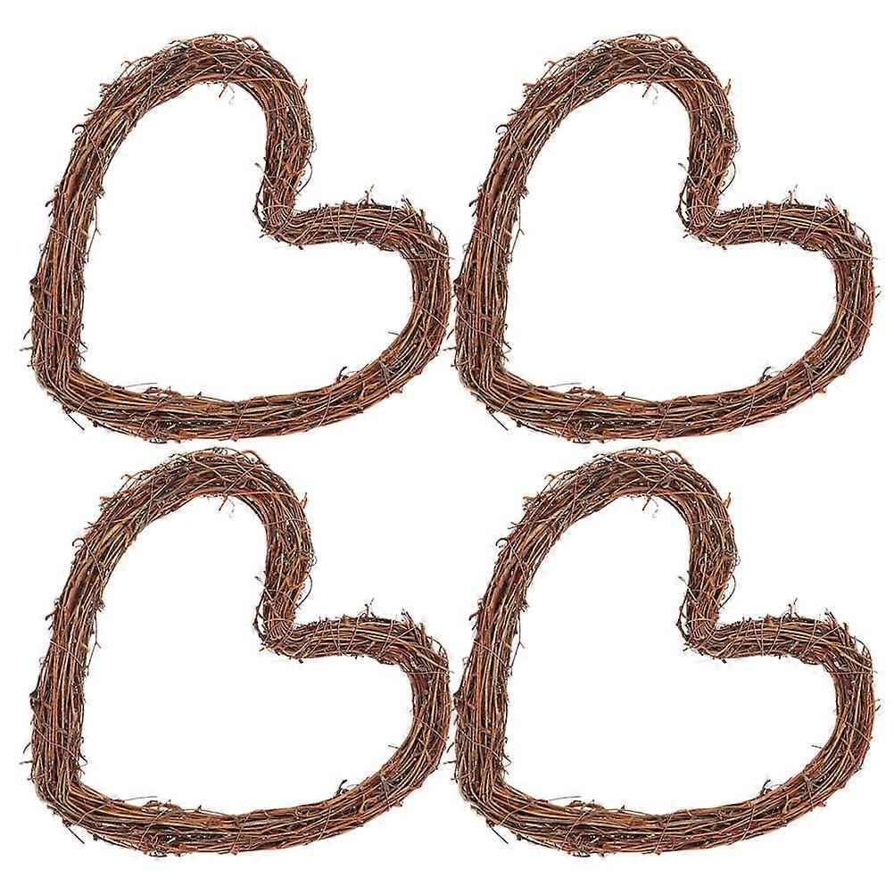 DIY Wreath Frames Heart Shaped Rattan Ring for Wall Hanging 4Pcs