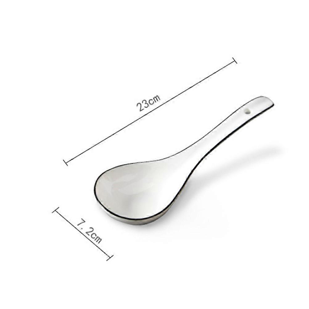 Tableware Ceramic Spoon for Home 1Pcs Black and White Soup Spoon