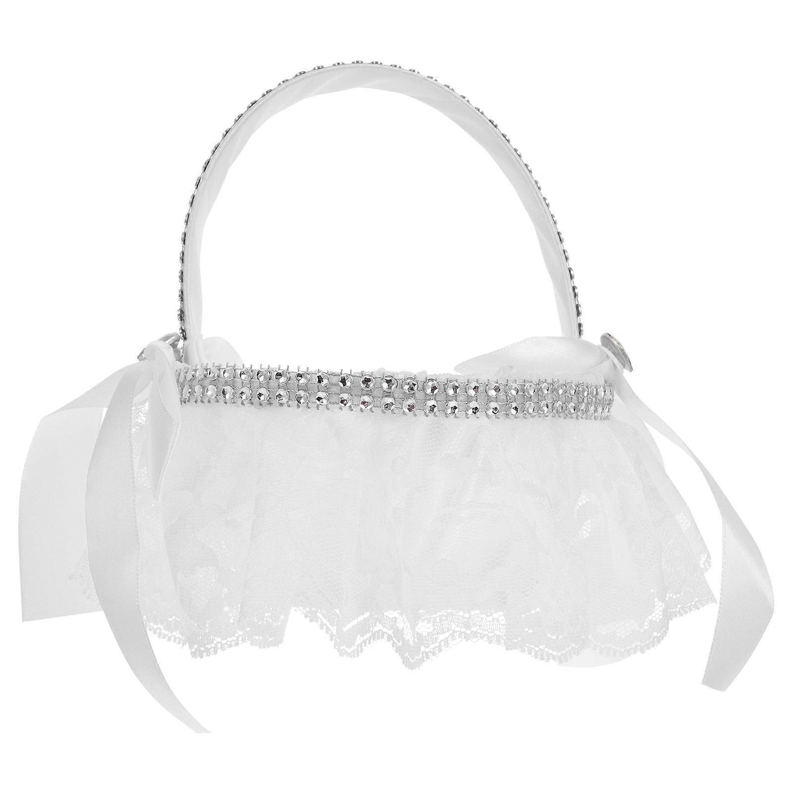 Lace Basket Flower Basket Mini for Wedding 1Pcs White Practical Use