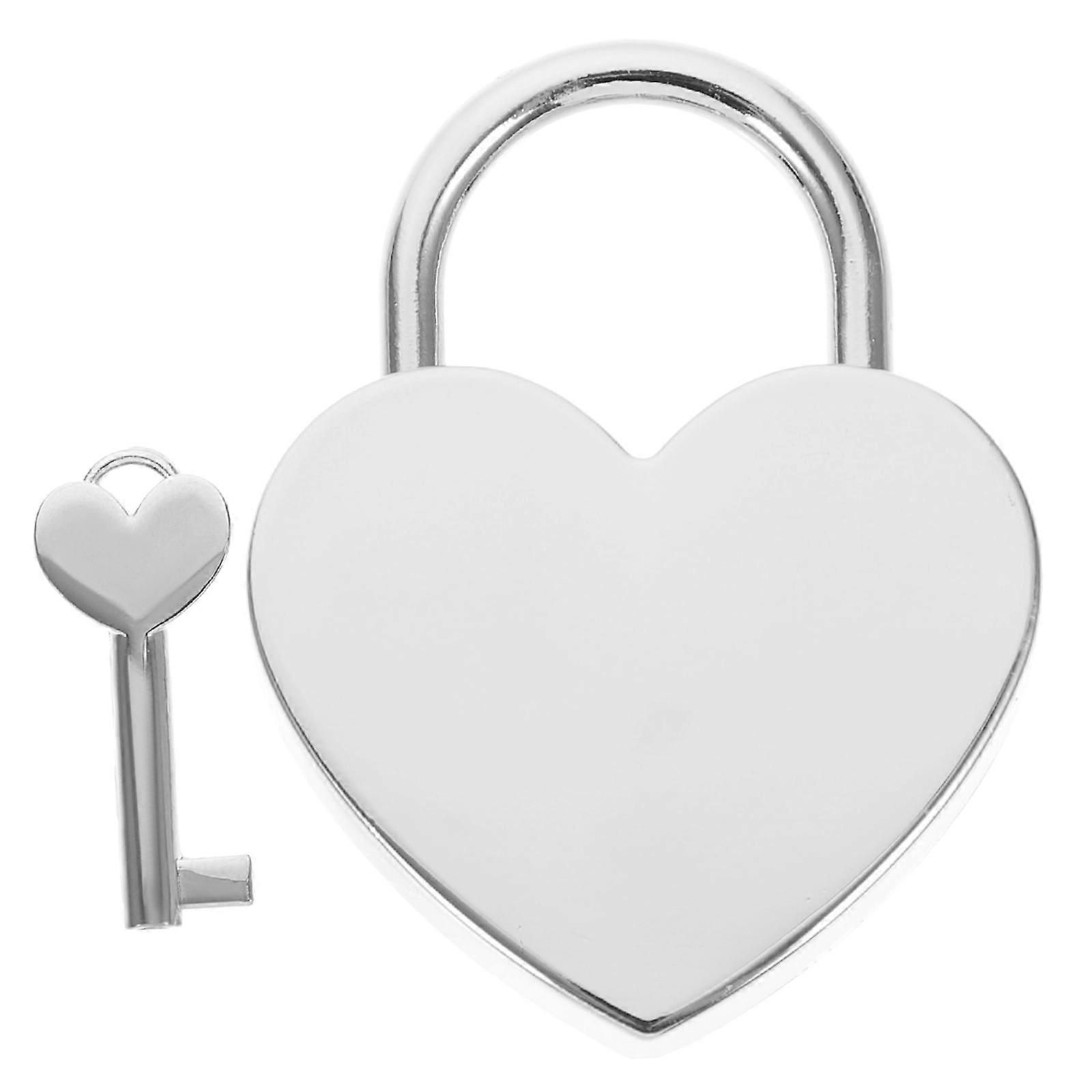 Heart Shape Lock Small Padlock with Key for Locker Usage Silver