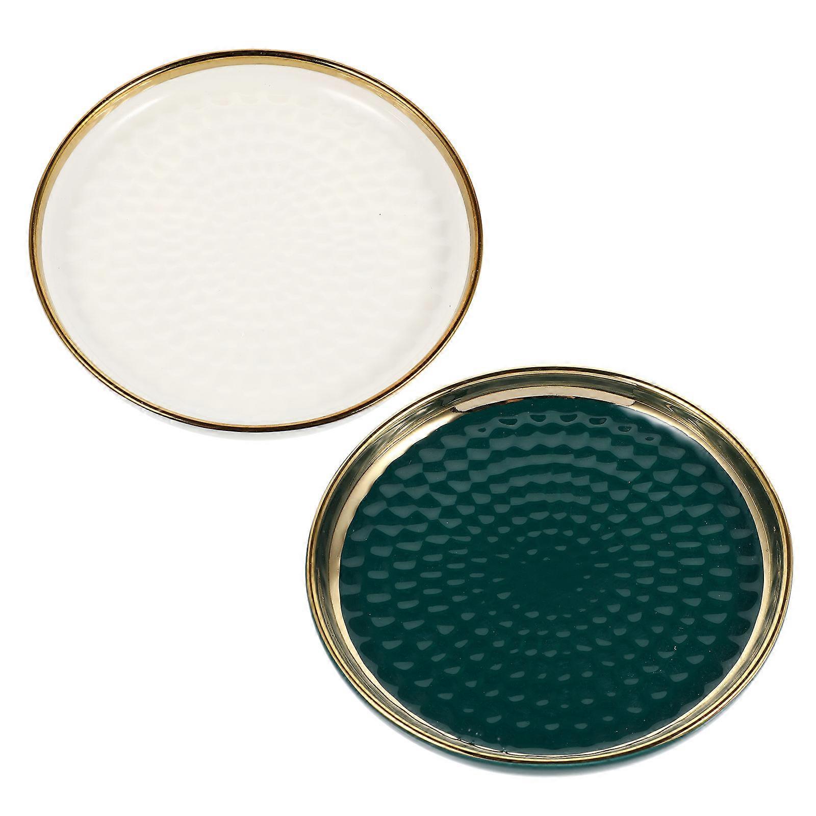 Storage Dish Ceramic Cake Dish for Jewelry 2Pcs Assorted