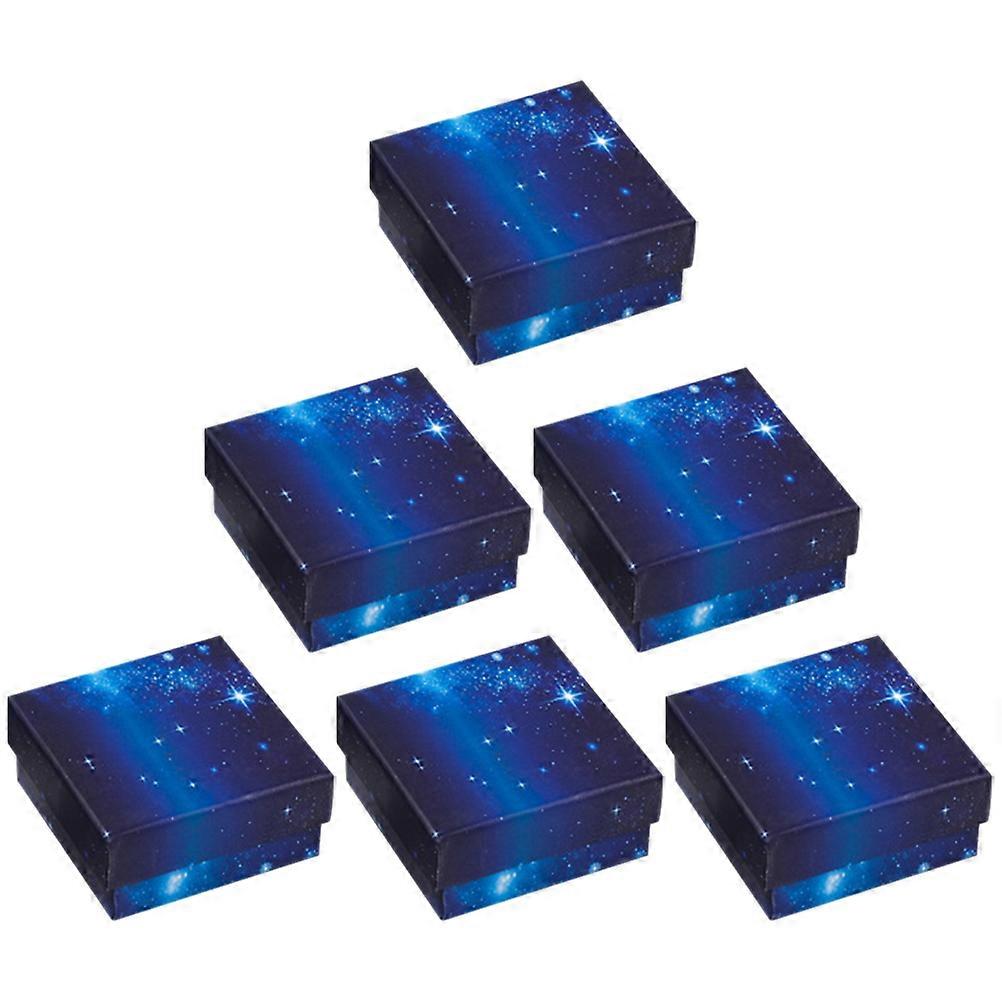 Blue Paper Jewelry Boxes for Storage Gift Packaging 6Pcs Set