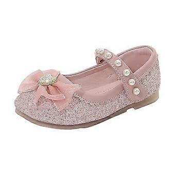 Mädchen-Kleiderschuhe, Glitzer, Prinzessinnenschuhe, Blumen-Mary-Jane-Schuhe, niedrige Absätze, Partyschuhe, Hochzeitsschuhe, Abschlussballschuhe für Kleinkinder, Rosa, 11-11,5 Jahre