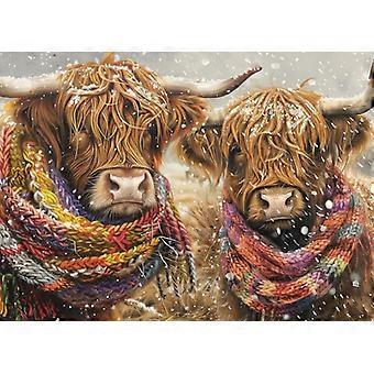 Cobble Hill Snowy Highland Cow 500 Piece Jigsaw Puzzle