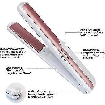 Home Piastra per capelli a batteria ricaricabile Mini piastra per capelli piatta in ceramica (rosa)