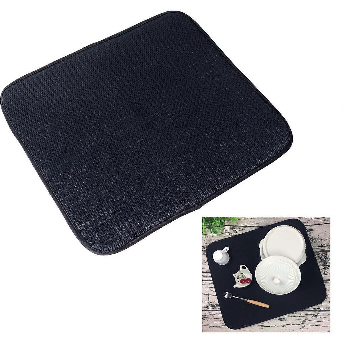 Dish Drying Mat Multipurpose Table Mat for Drying Dish Black