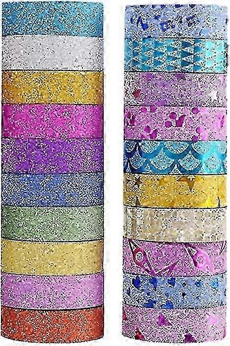 20 Rolls Glitter Washi Tape Colored