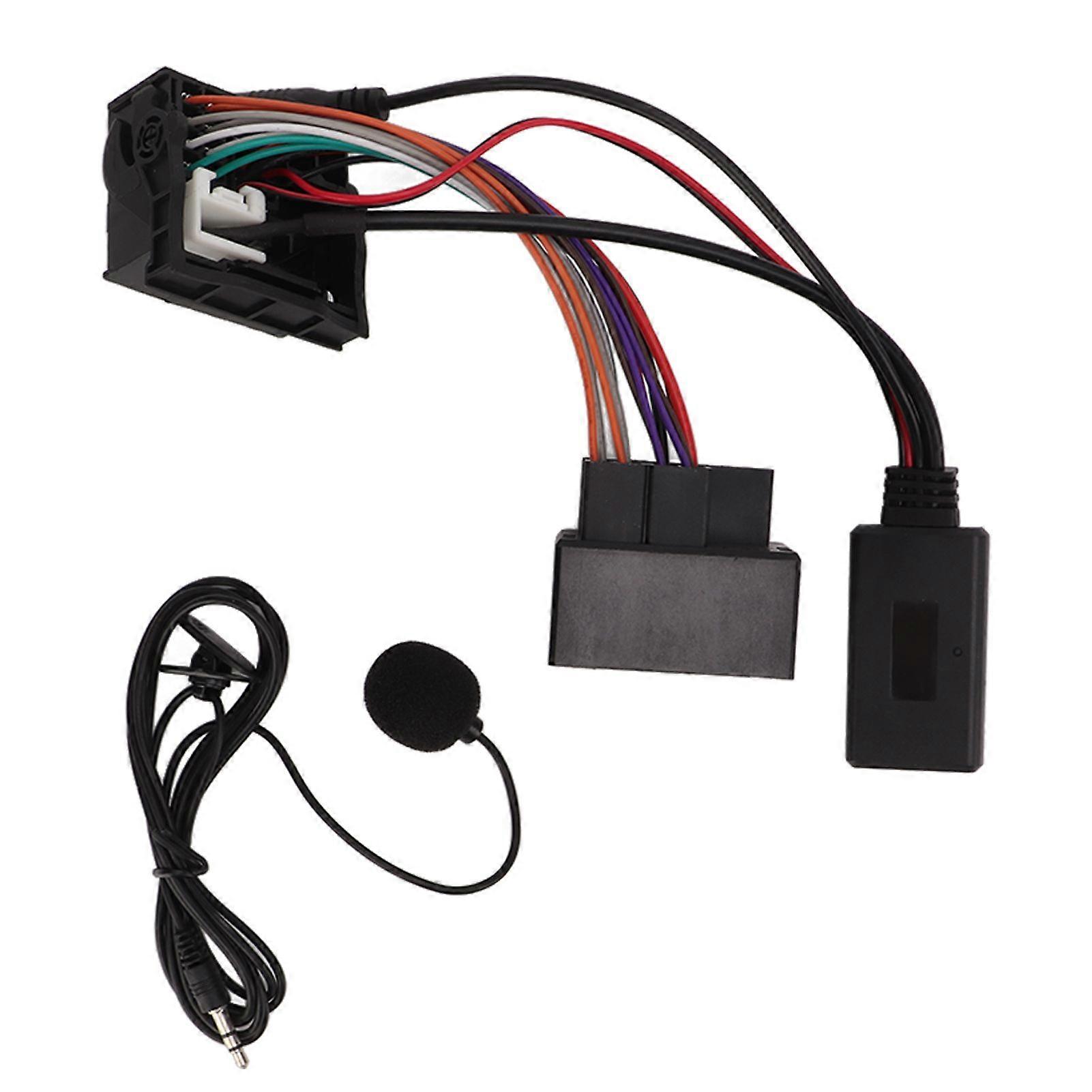 Audio Wireless Bluetooth5.0-Kabel, 12-poliger AUX-Kabelbaum, Freisprechmikrofon-Ersatz für E60 E63 E64 E66 E81 E82 E70 E90