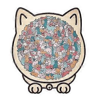 Cat Shaped Wooden Jigsaw Puzzle, 135 Pieces Morandi-Colored Irregular Puzzle for Adults Kids, Holiday Birthday Gift