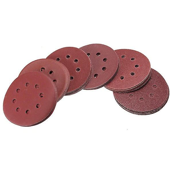60Pcs 5 Inch 8-hole Hook Loop Sanding Discs Sandpaper 60/80/120/180/240/320 Grit