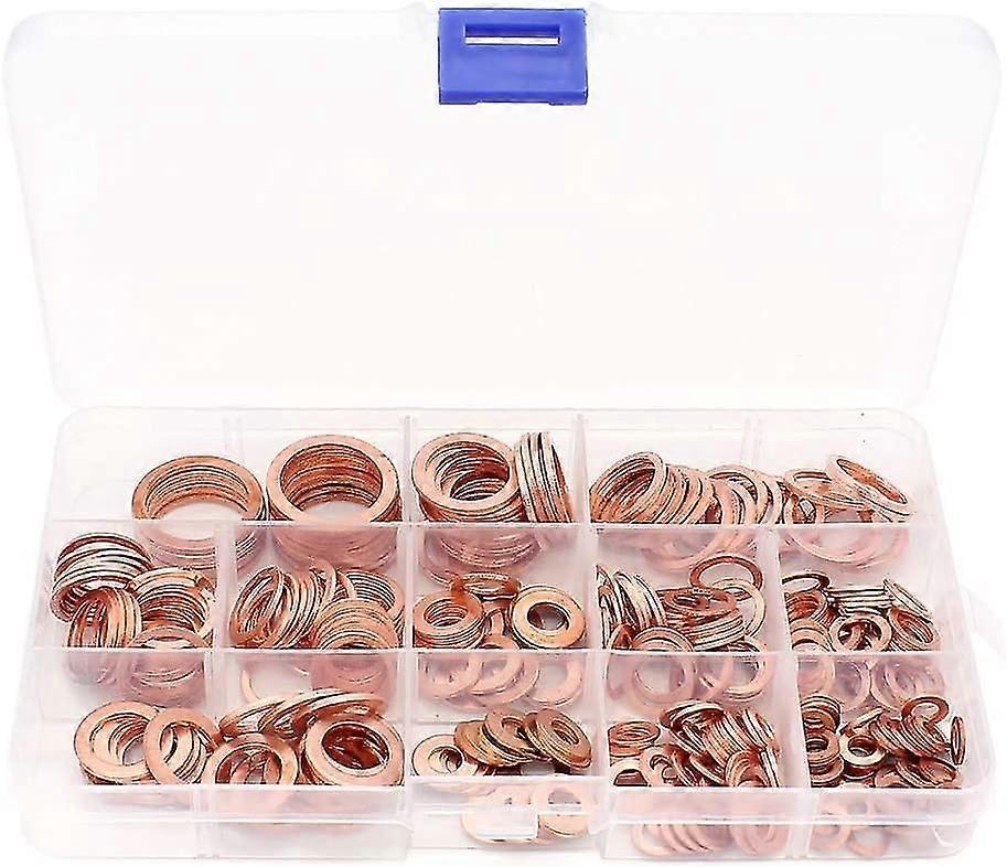 300pcs 12size Copper Washer Copper Flat Washers M5-m20 Assortment Kit
