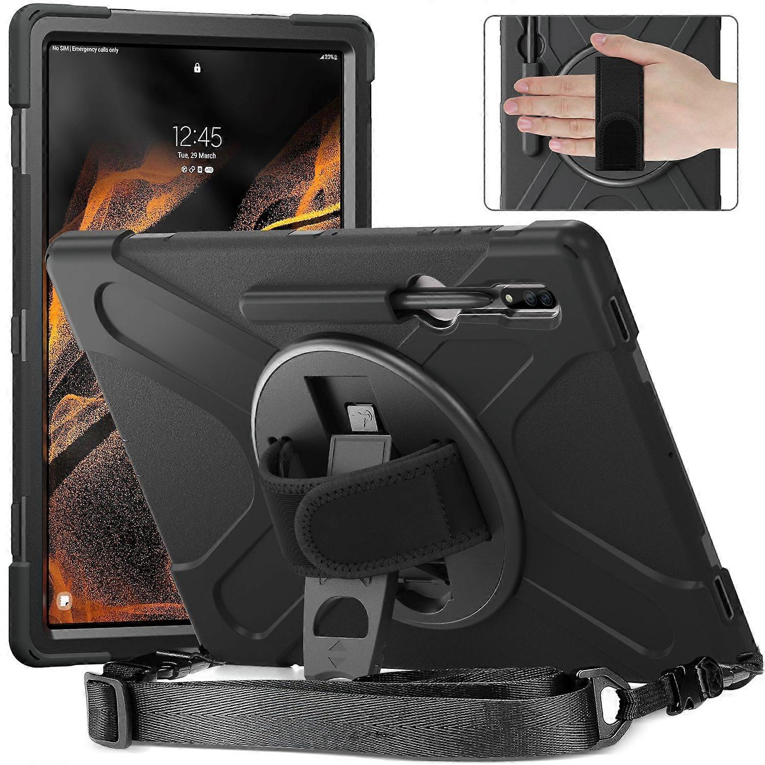 360 Degree Black Tablet Case for Samsung Galaxy Tab S10 / S9 / S8 Ultra