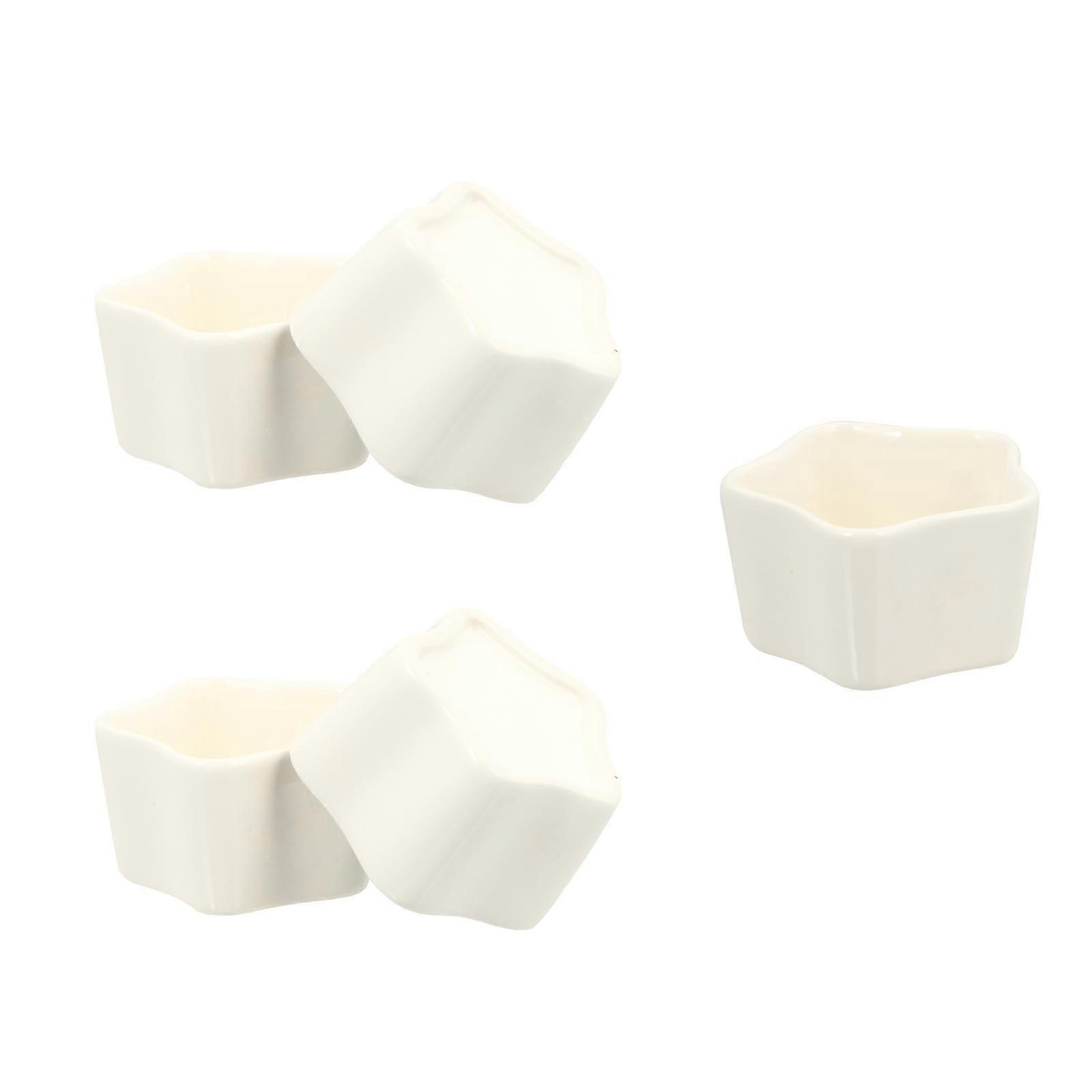 Dessert Baking Mold Ceramic Mousse Cup for Baking Use 5Pcs White Set