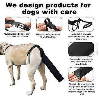 Adjustable Dog Tail Protector, Oxford Fabric, Black, M/L Size, Pet Wound Care &amp; Anti-Biting