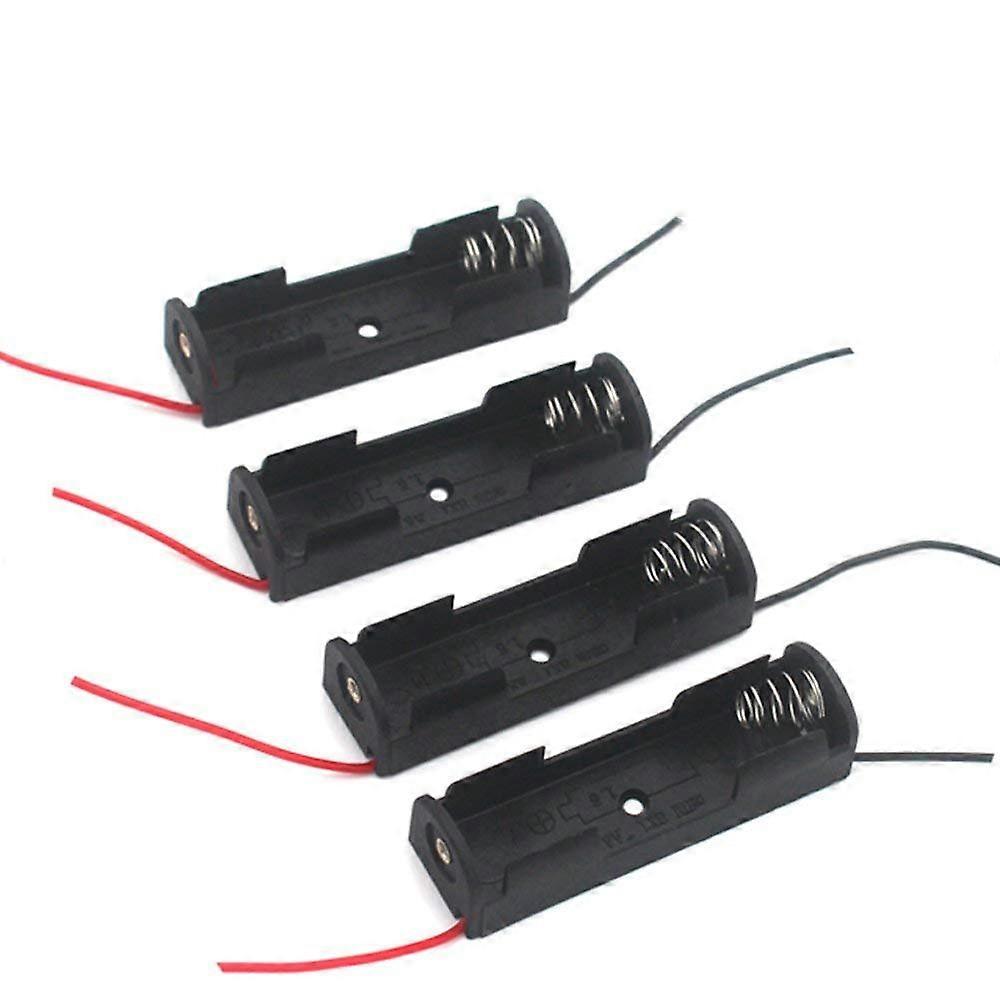 4 Pcs Single AA Battery Holder with Switch and Wires for Electronics Projects, Durable Plastic Case