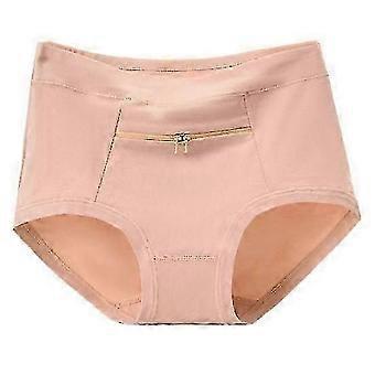 Women Underwear Anti theft Zipper Pocket High Waist Seamless Stretch Breathable Cotton Middle aged Mom Grandma Brief Panties Underpants