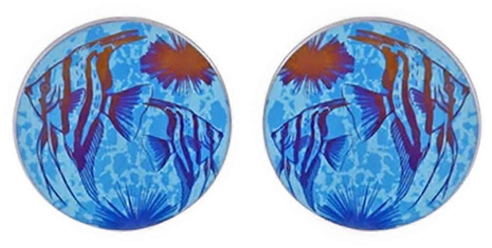 Ti2 Titanium Large Angelfish Stud Earrings  - Blue