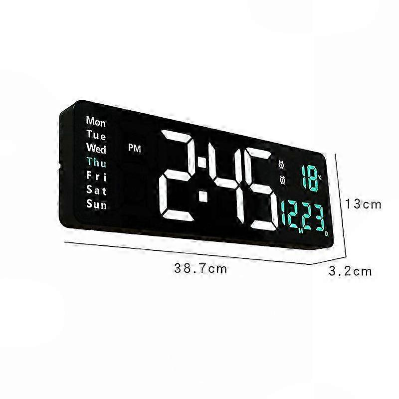 White LED Digital Wall Clock with Temperature and Humidity Display