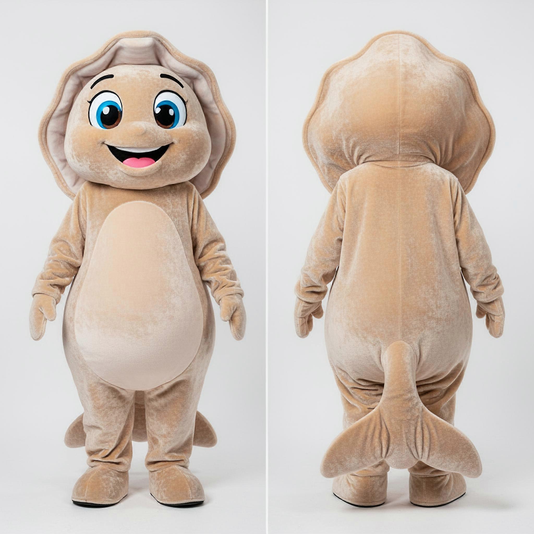 MASTICOT Beige Plush Shelled Oyster Mascot