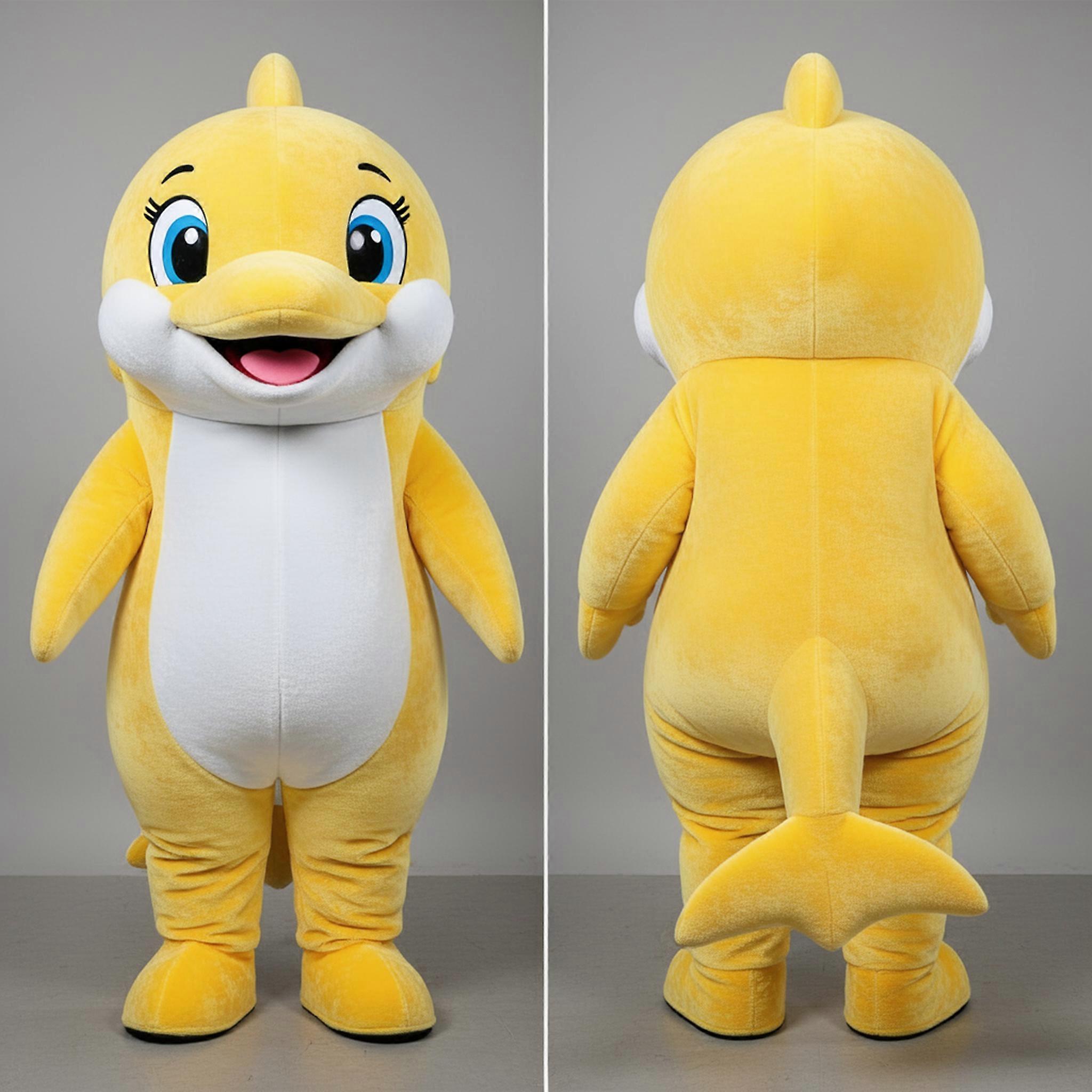 MASTICOT Yellow Cheerful Dolphin Mascot