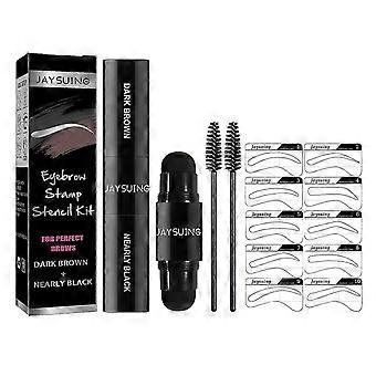 Jaysuing Eyebrow Stamp  Stencil Kit Natural Hairline Powder 1 * Eyebrow Print / 2 * Eyebrow Brush /