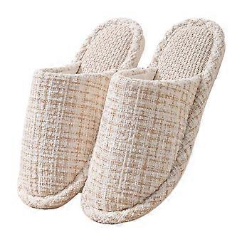 Woven Upper Indoor Slippers With Non Slip Sole For Home And Bedroom