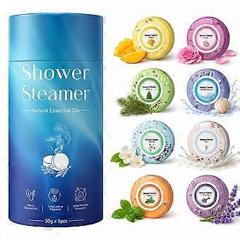 8-delige set douchetabletten met aromatherapie, natuurlijke essentiële oliën, ontspannende spa-cadeauset voor zelfverzorging, luxe badcadeaus voor vrouwen en moeders