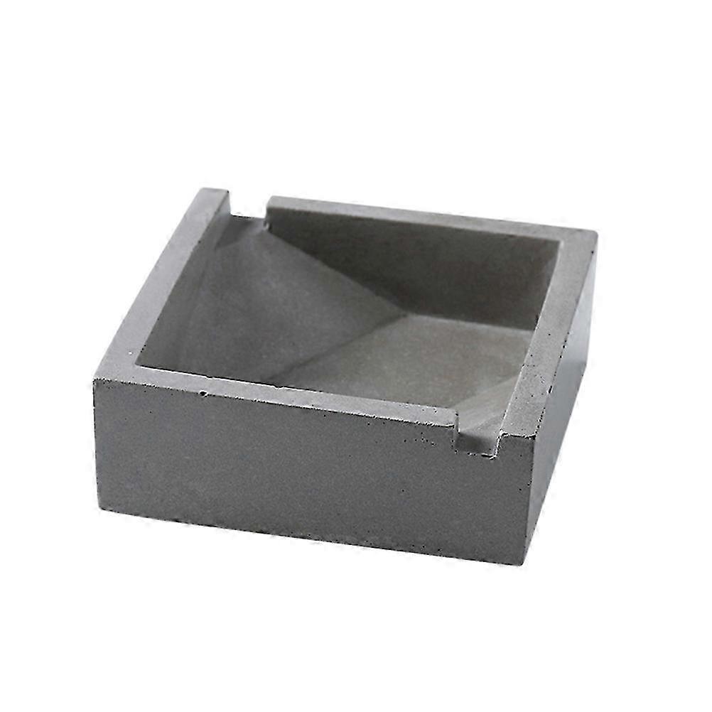 Solid Cement Ashtray Pair Grey