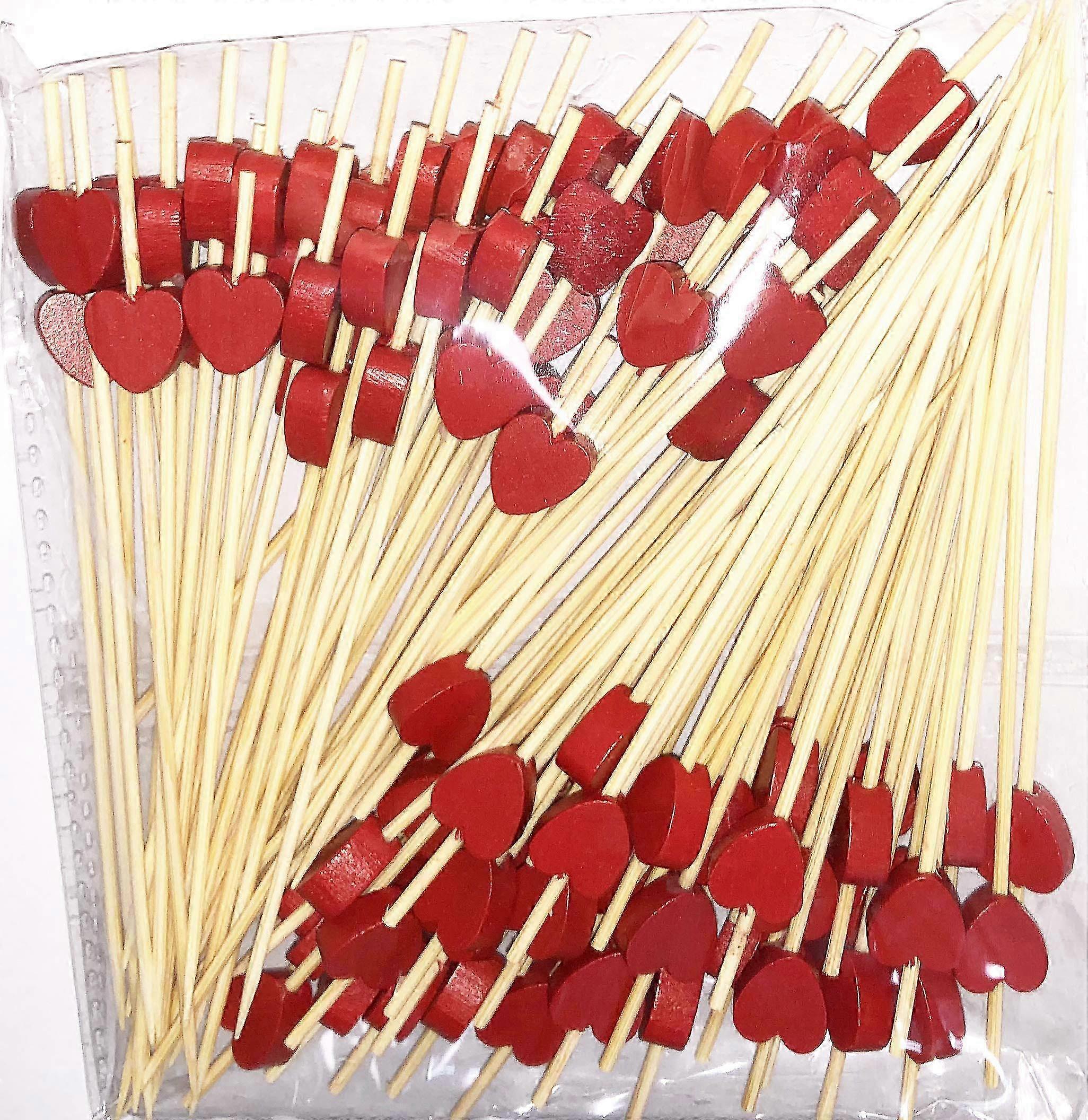 Elegant Red Heart Cocktail Picks