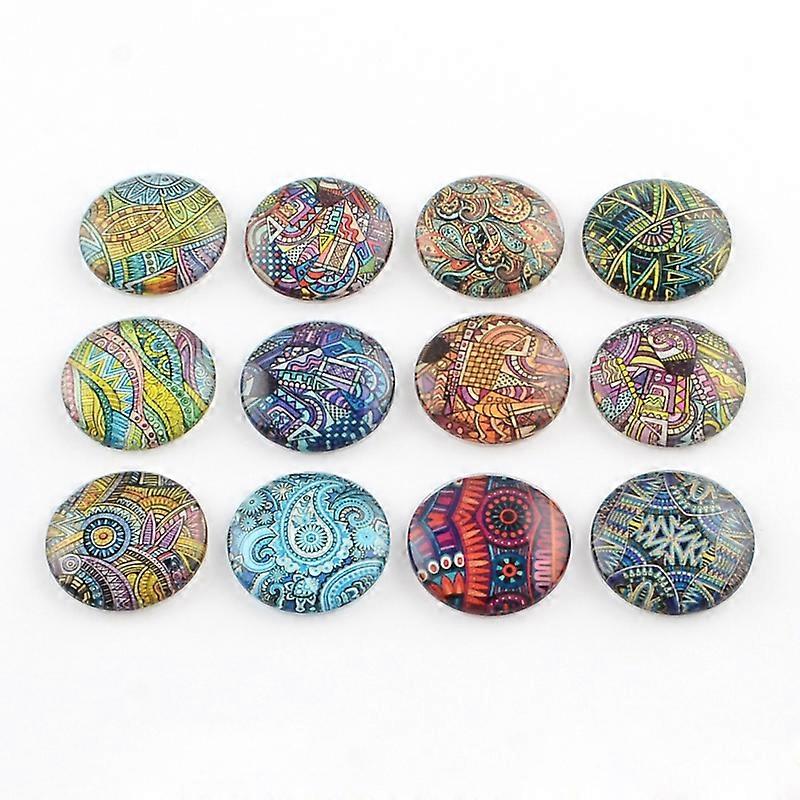 50pcs Half Round/Dome Pattern Glass Flatback Cabochons for Projects Mixed color 12x4mm