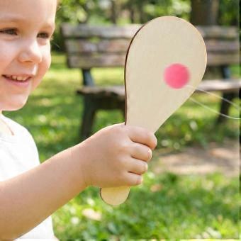 DIY Painting Creative Play, 10Pcs Wood Paddle Ball Toy & Children Craft Set for Kids
