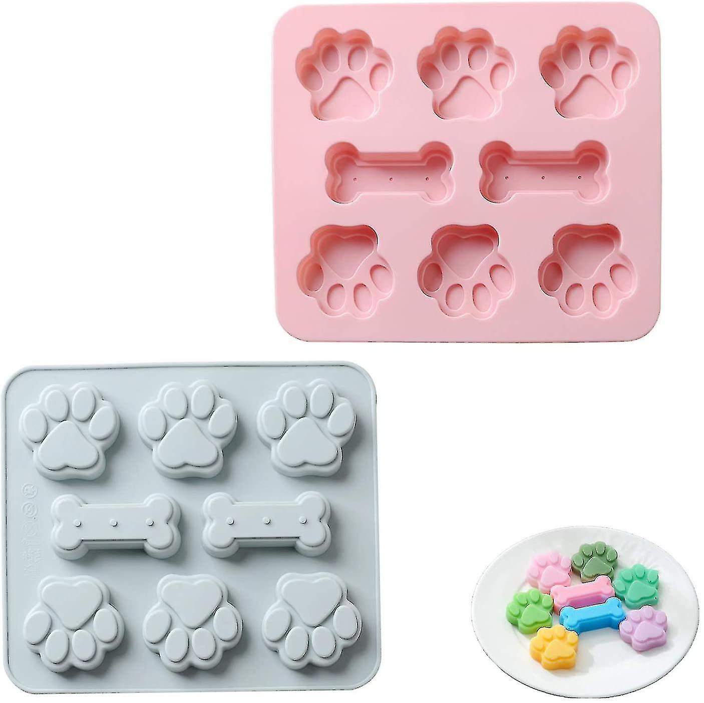 Paw Print Silicone Mold For Chocolate, Wax Melts, Soap, Jelly & Baking - Blue, 8 Cavities