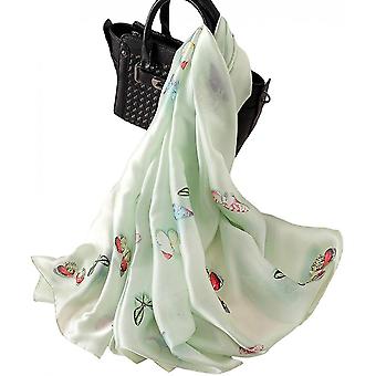 Womens 100% Large Mulberry Silk Scarf Long Satin Scarf Fashion Designer Scarf Lightweight Wraps, 2022424-01