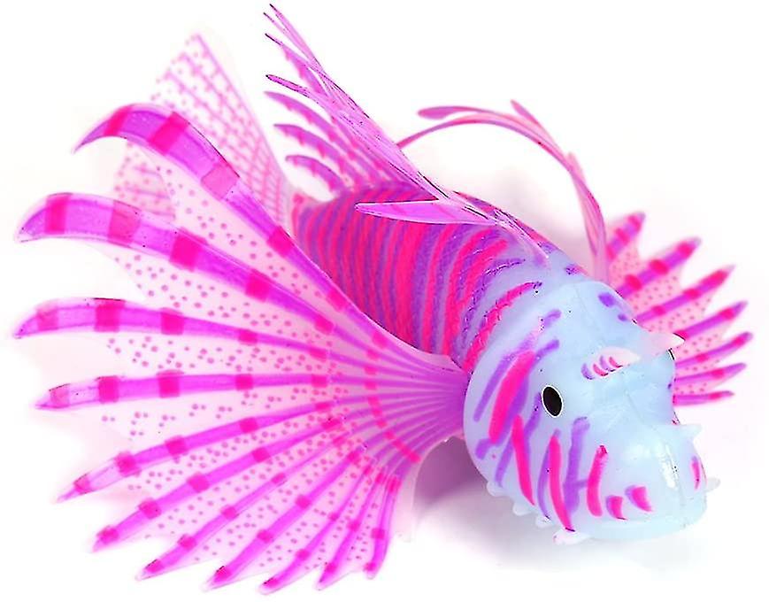 Artificial Silicone Plastic Lionfish Luminous Fake Fish Aquarium Fish Tank Ornament Glow Simulation Animal Fluorescence Lion Fish Aquarium Ornaments 3