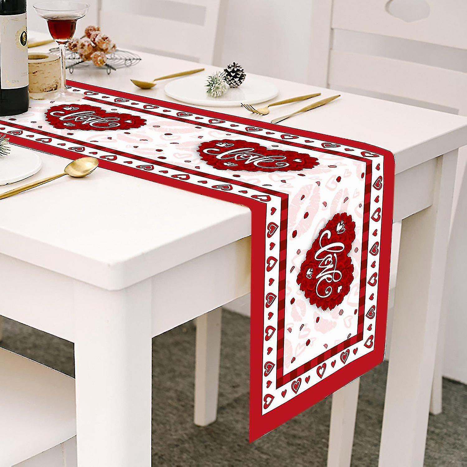 Valentines Day Table Runner For Anniversary Wedding Holiday Kitchen Dining Table