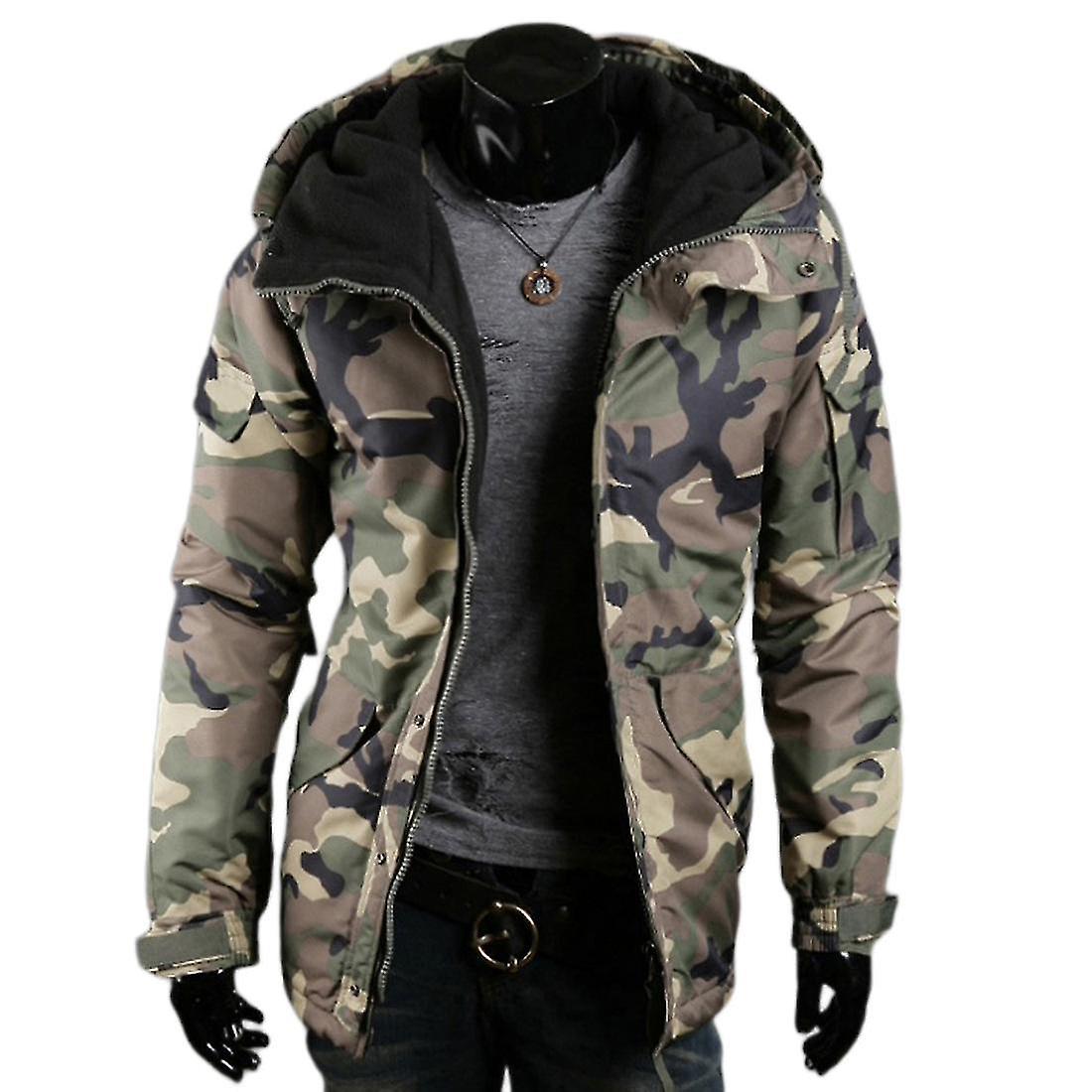 Menn Winter Camo Loose Fit Cotton Jacket