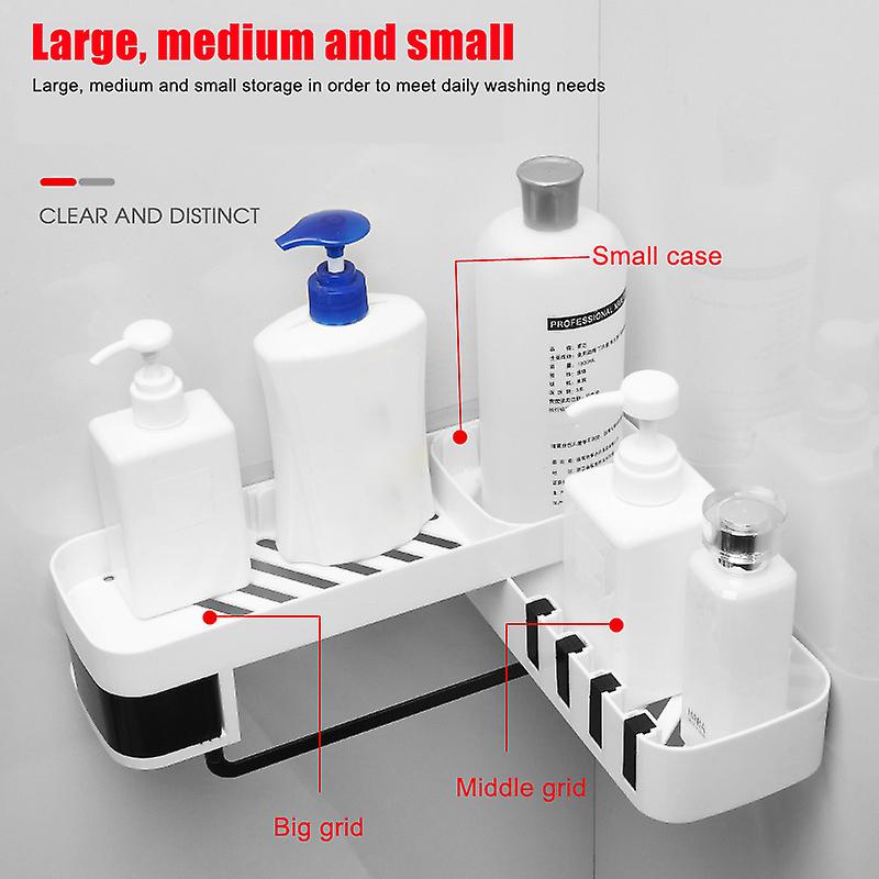 Punch-free Corner Storage Rack Bathroom Wall Hanging Rotating Rack Flat-angle Triangular Dual Use Rack