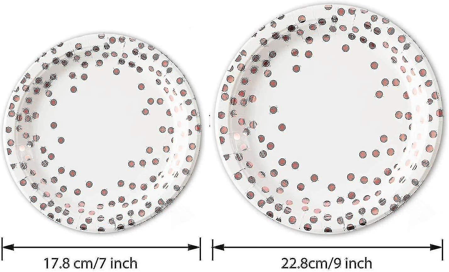 Polka Rose Gold Dot Party Tableware. Disposable Paper Party Tableware