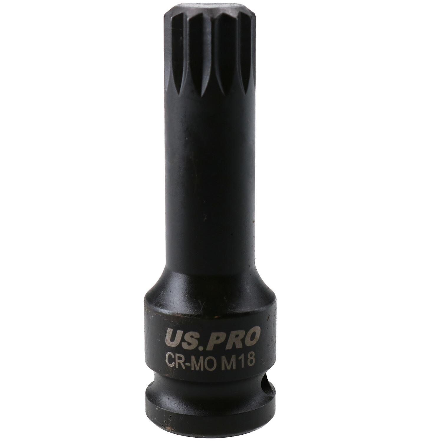 M18 x 78mm Spline Bit Triple Square Impacted Extra Long 1/2" Drive Male Socket