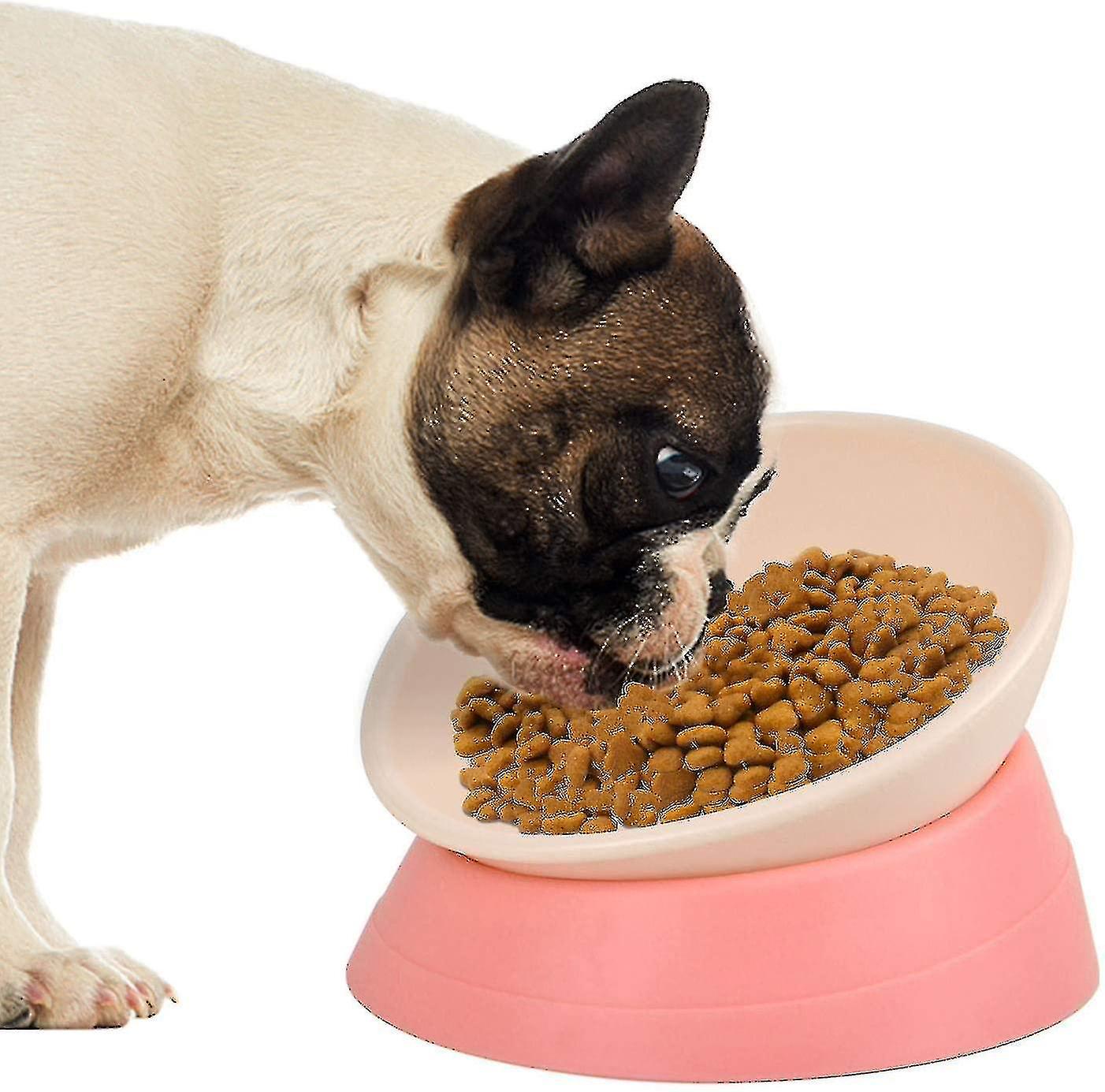 French Bulldog Food Bowl, Slanted Tilted Pug Food Water Bowl, Pet Feeder For Frenchie, Shih Tzu, Fla