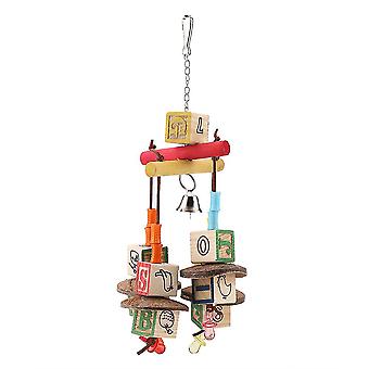 Colorful Wooden Blocks Hanging Swing Stand Ladder Pet Parrot Bird Chewing Toy