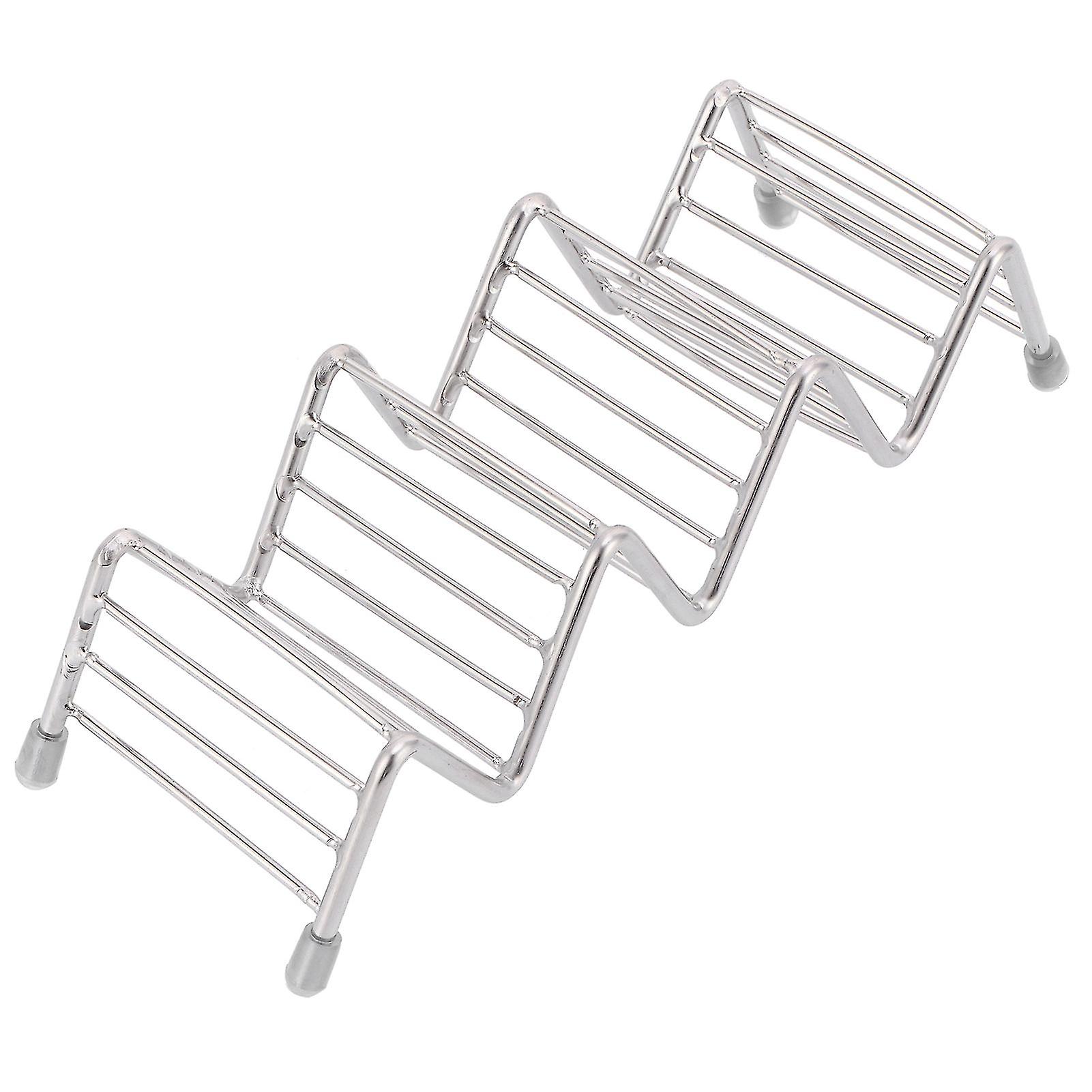 304 Stainless Steel Taco Holder with Non-Slip Grip for Crispy Tacos Every Time - for Home and Commercial Use(3/4Grid)