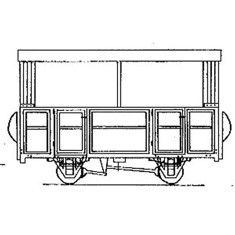 Dundas DM34 Open Two Compartment 4-Wheel Coach (Based on V of R/Glyn Valley) OO9 / HOe Plastic Unpainted OO9 Scale model
