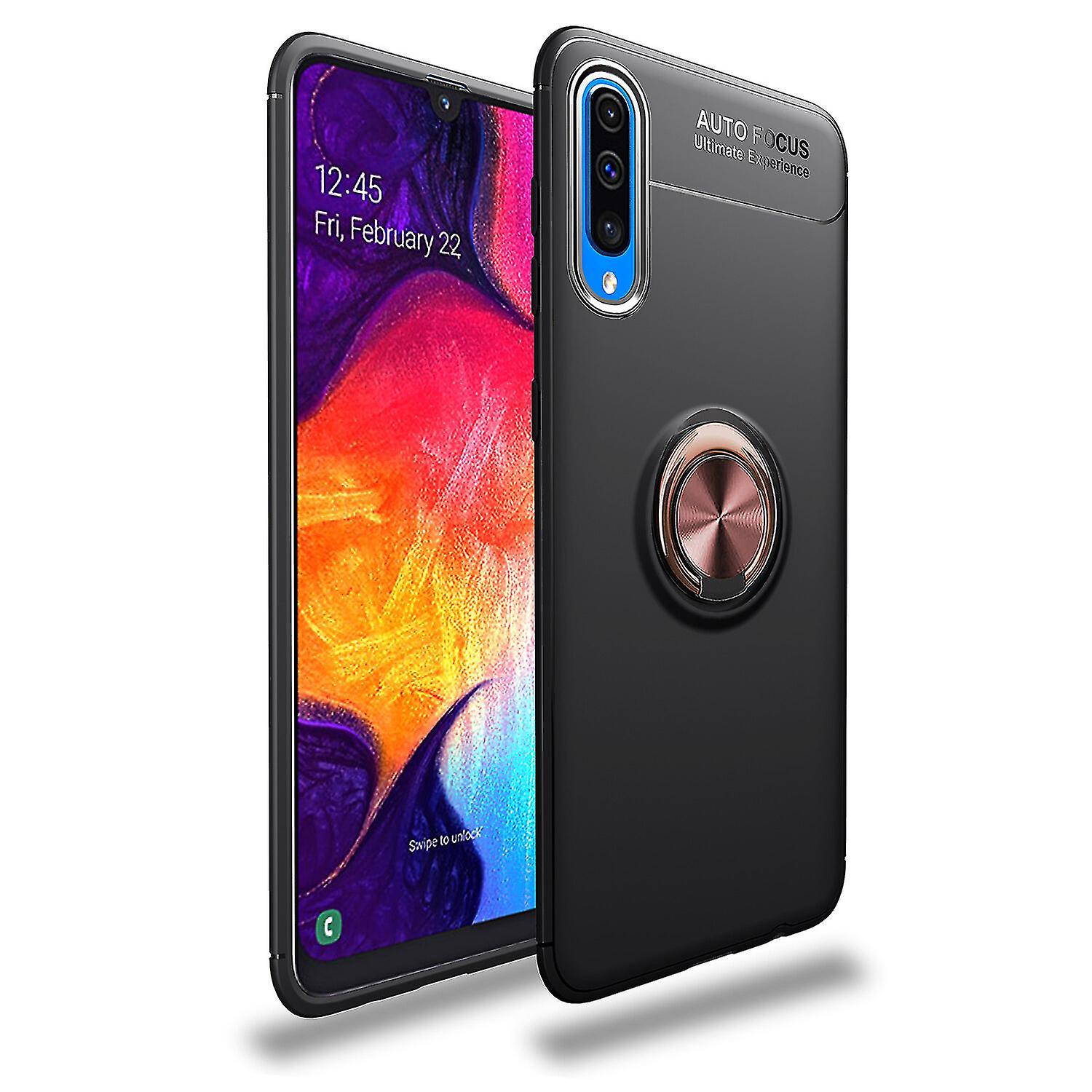 Stötsäkert mjukt gelfodral för Samsung A50 A50s A30s - Metallringstativ, hög kvalitet, reptålig, halkfri, dammtät, fullt skydd