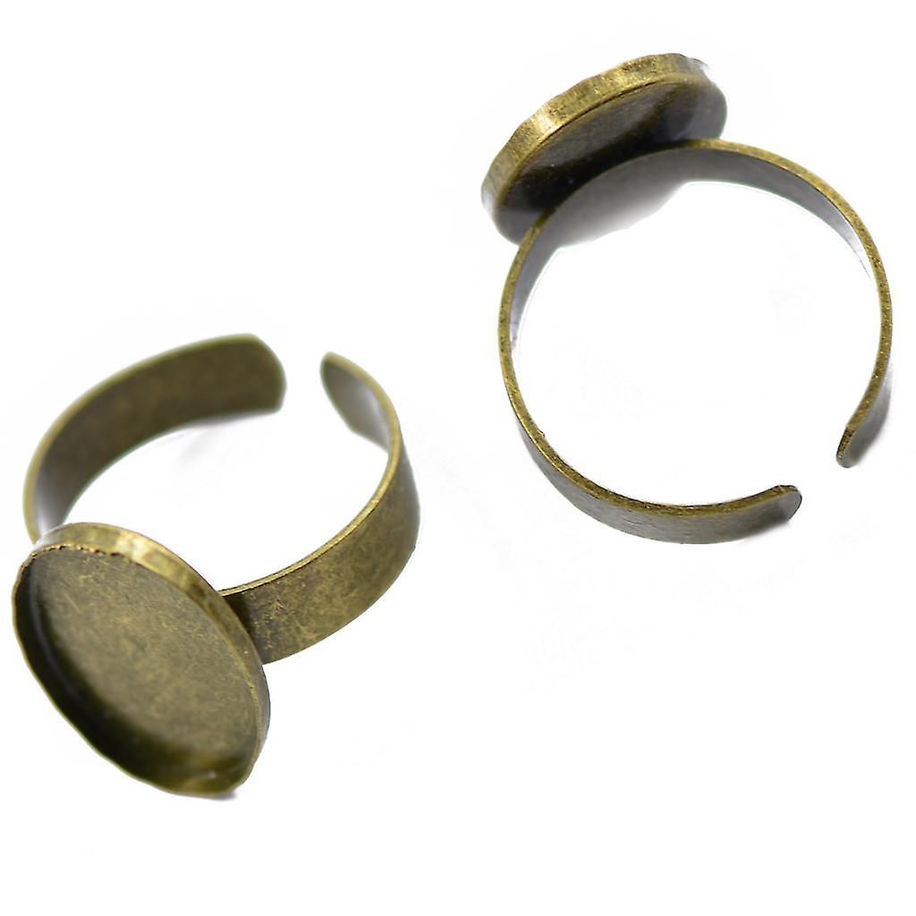 2pcs Adjustable Oval Ring Base Settings for DIY Cabochon Antique Bronze